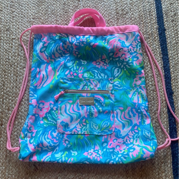 Lilly Pulitzer Drawstring Backpack Bag - Picture 3 of 4